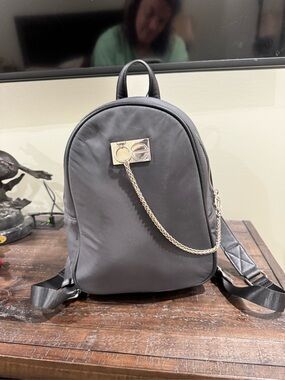 CLOE Black Mini Backpack with Gold Chain Accent